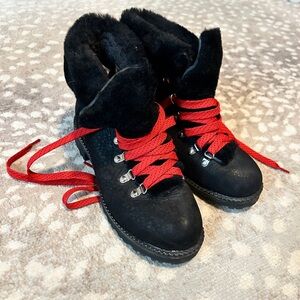 Jcrew black furry boots